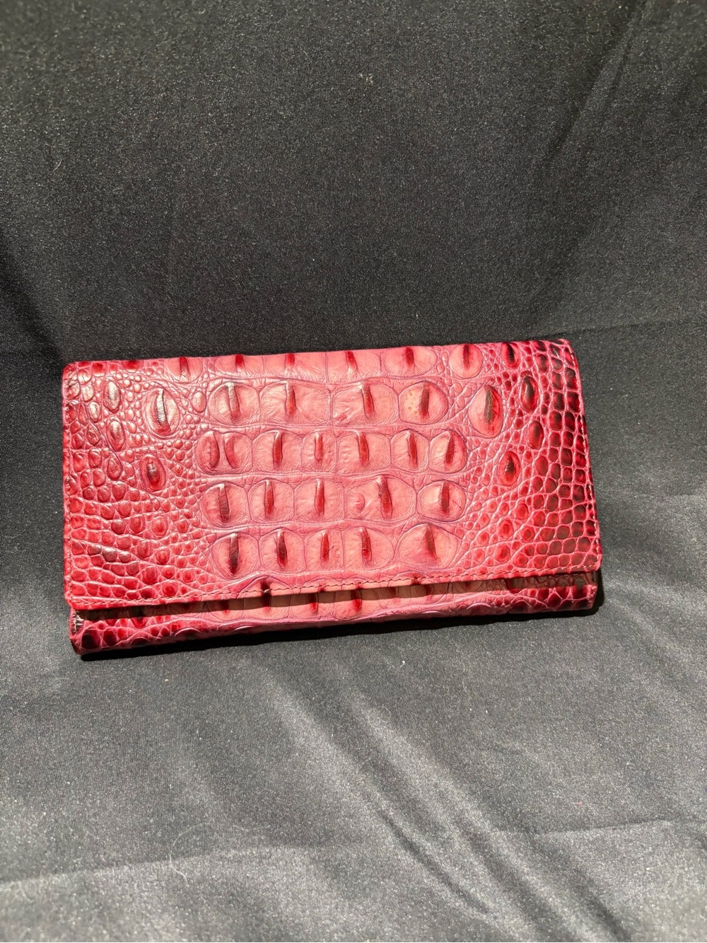 Brahmin Burgundy Croc-Embossed Leather Continental Wallet